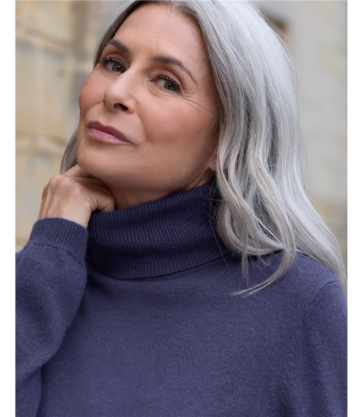 Cashmere and Merino Fitted Polo Neck Knitted Jumper