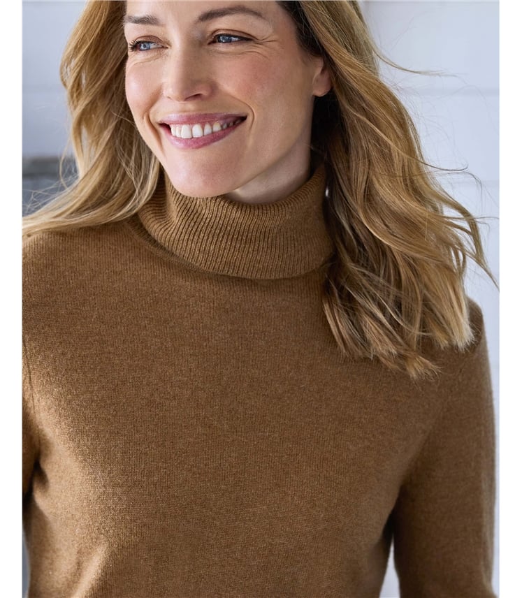 Cashmere and Merino Fitted Polo Neck Knitted Jumper