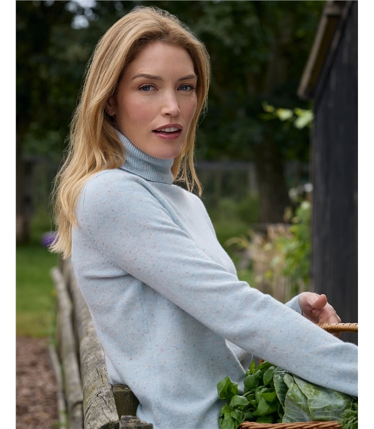 Cashmere and Merino Fitted Polo Neck Knitted Jumper