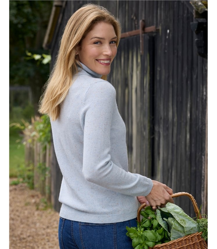 Cashmere and Merino Fitted Polo Neck Knitted Jumper