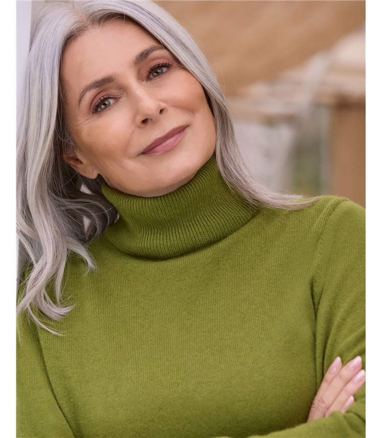 Cashmere and Merino Fitted Polo Neck Knitted Jumper