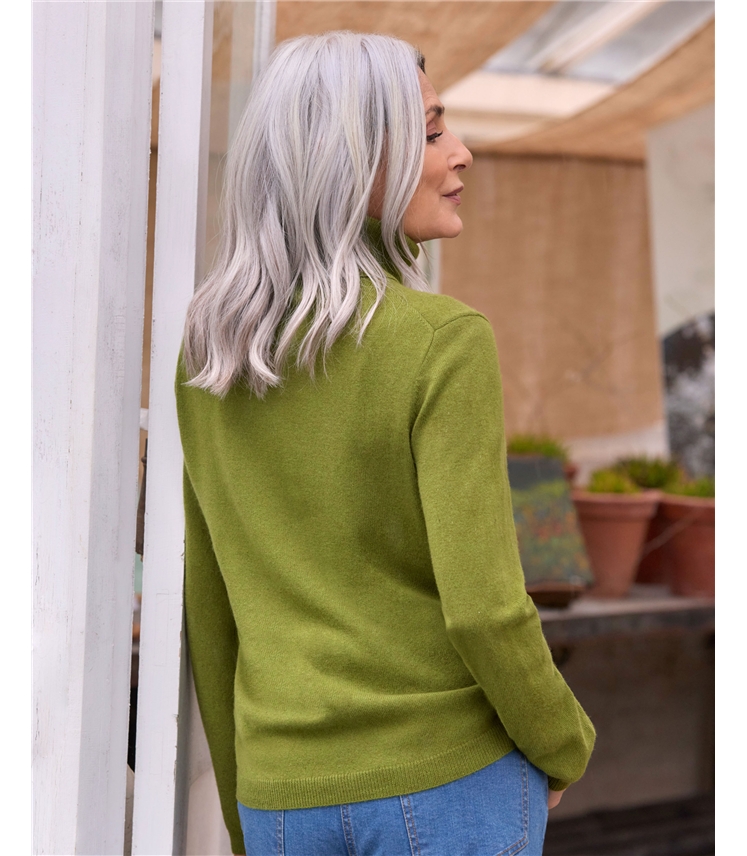 Cashmere and Merino Fitted Polo Neck Knitted Jumper