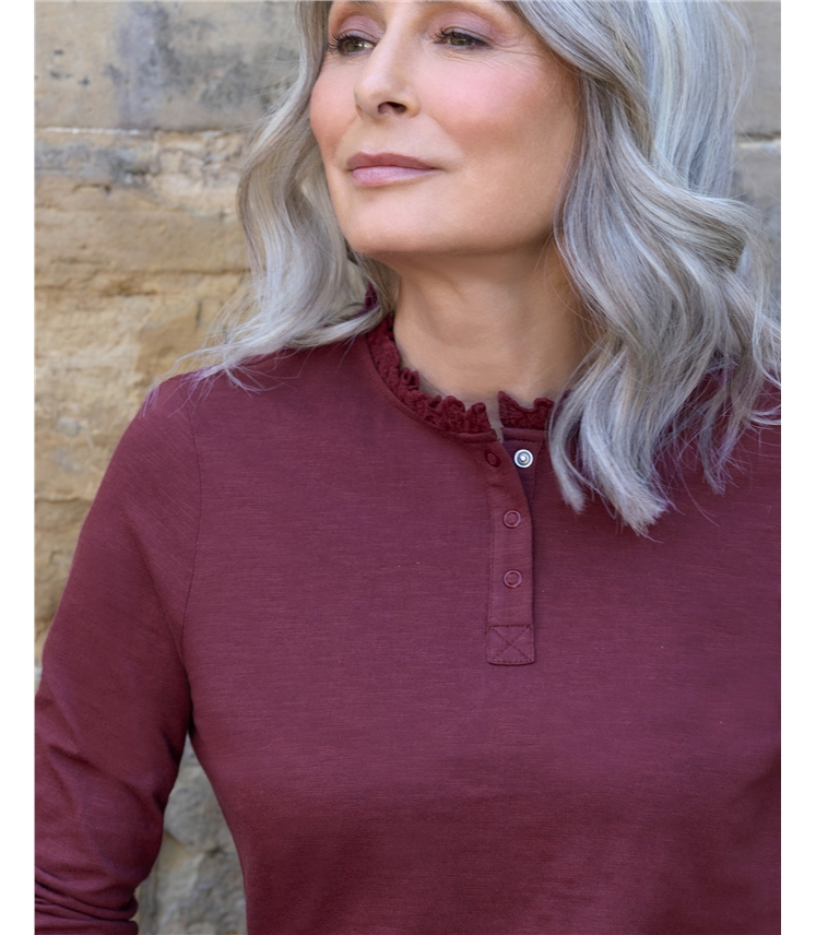 Frill Collar Popper Detail Top