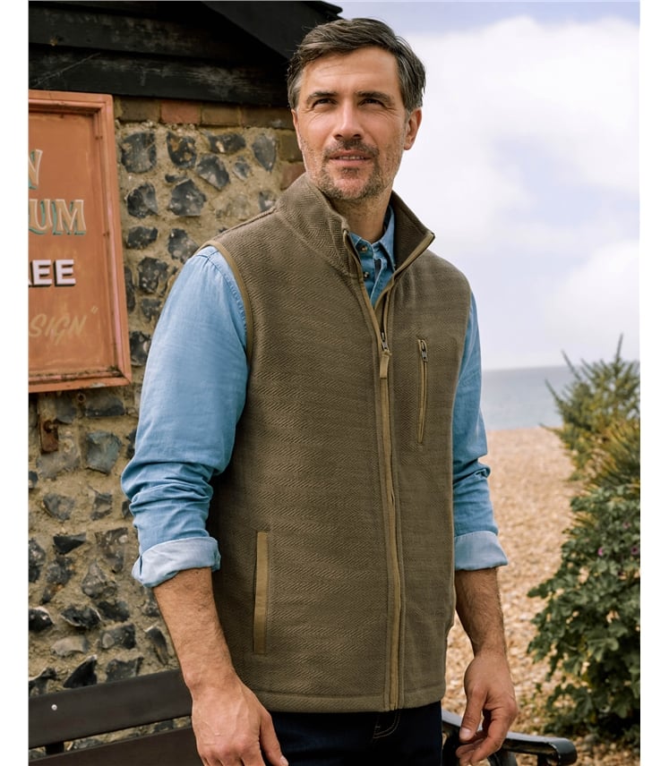 Textured Zip Through Gilet