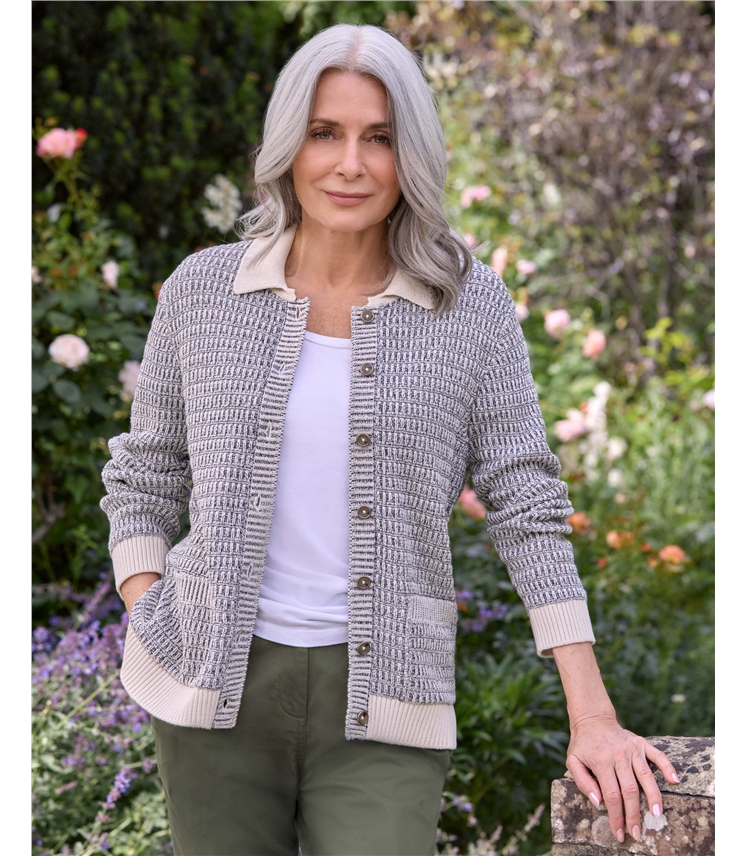 Textured Collar Cardigan