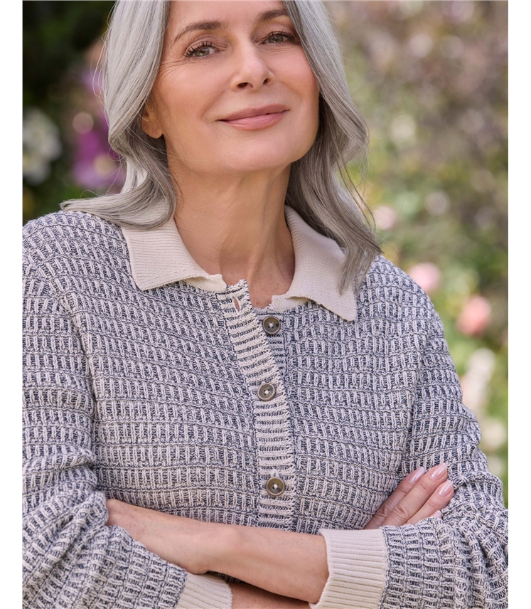Textured Collar Cardigan