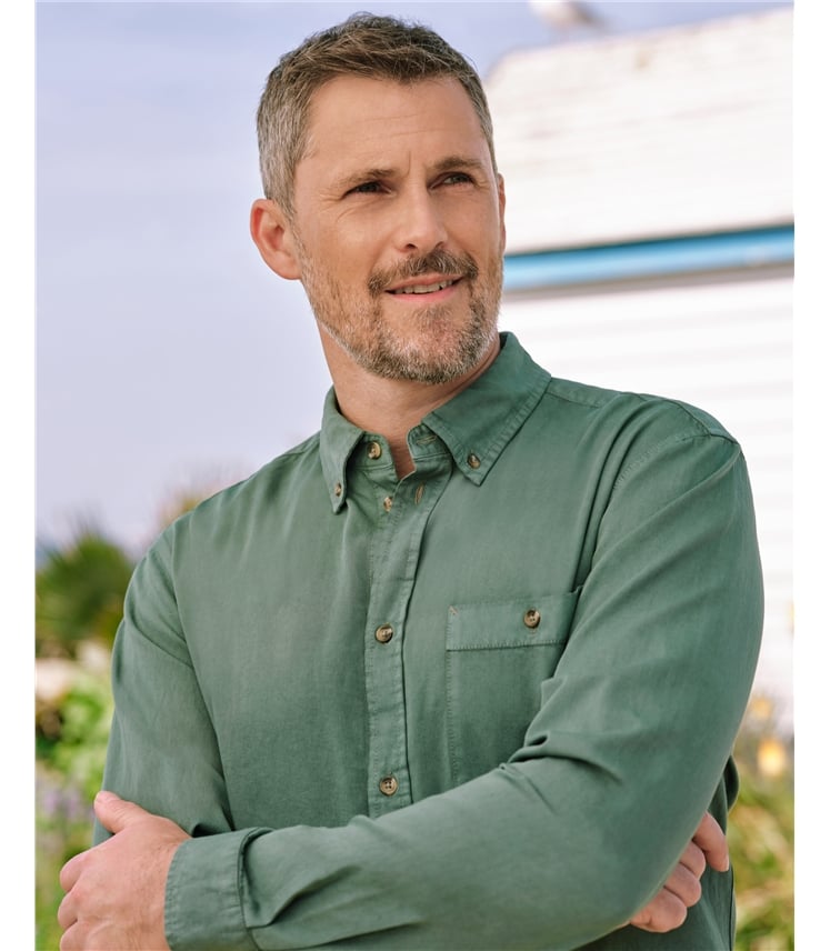 Chambray Cotton Long Sleeve Shirt