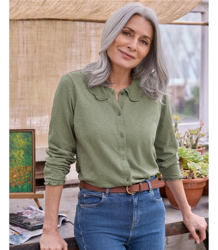 Petal Collar Jersey Top