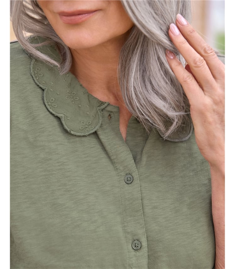 Petal Collar Jersey Top