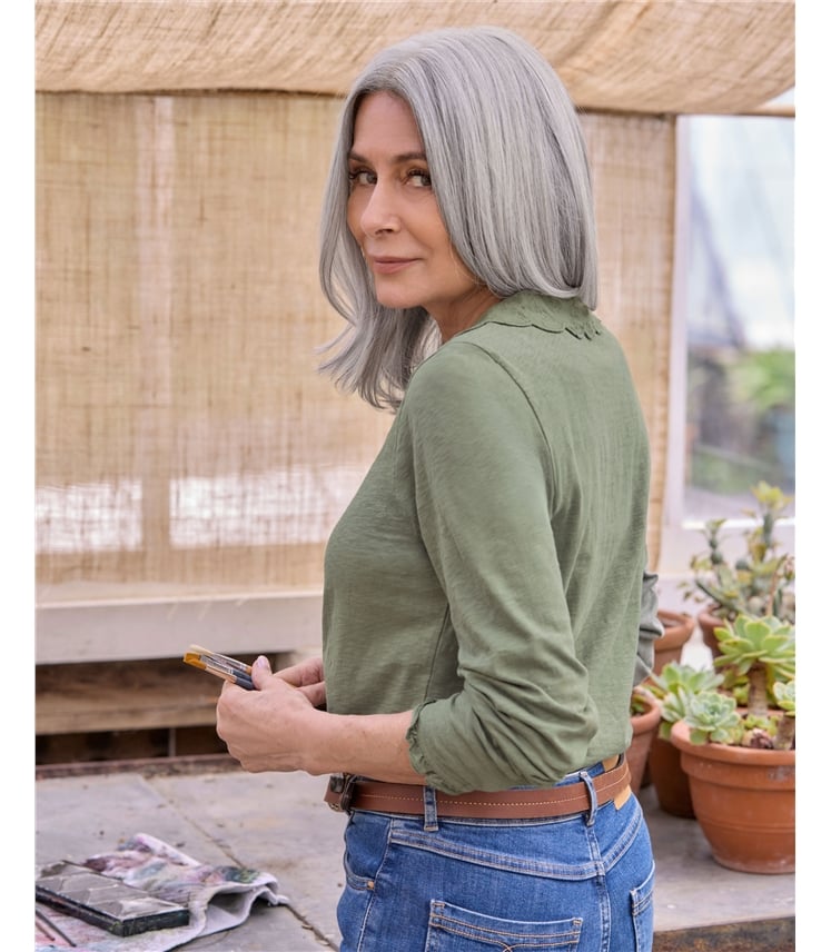 Petal Collar Jersey Top