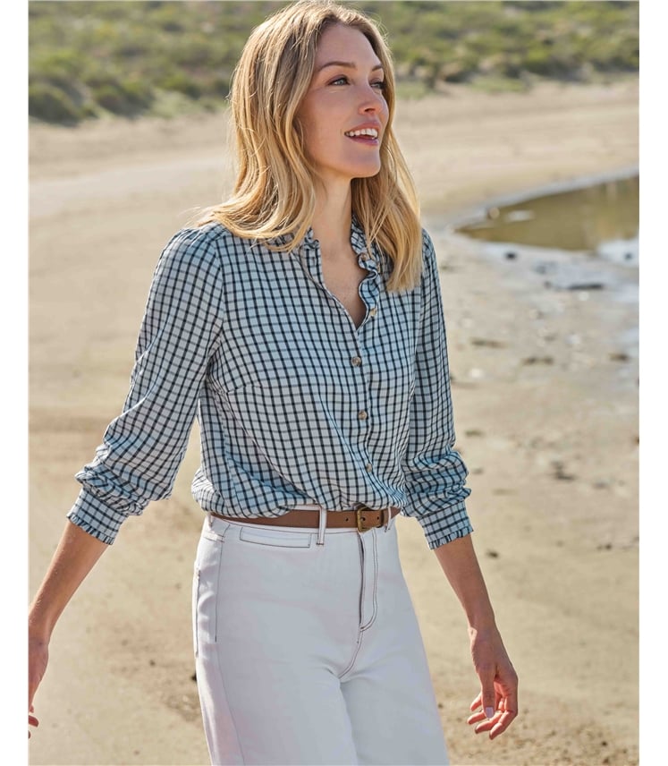 Frill Collar Button Through Blouse