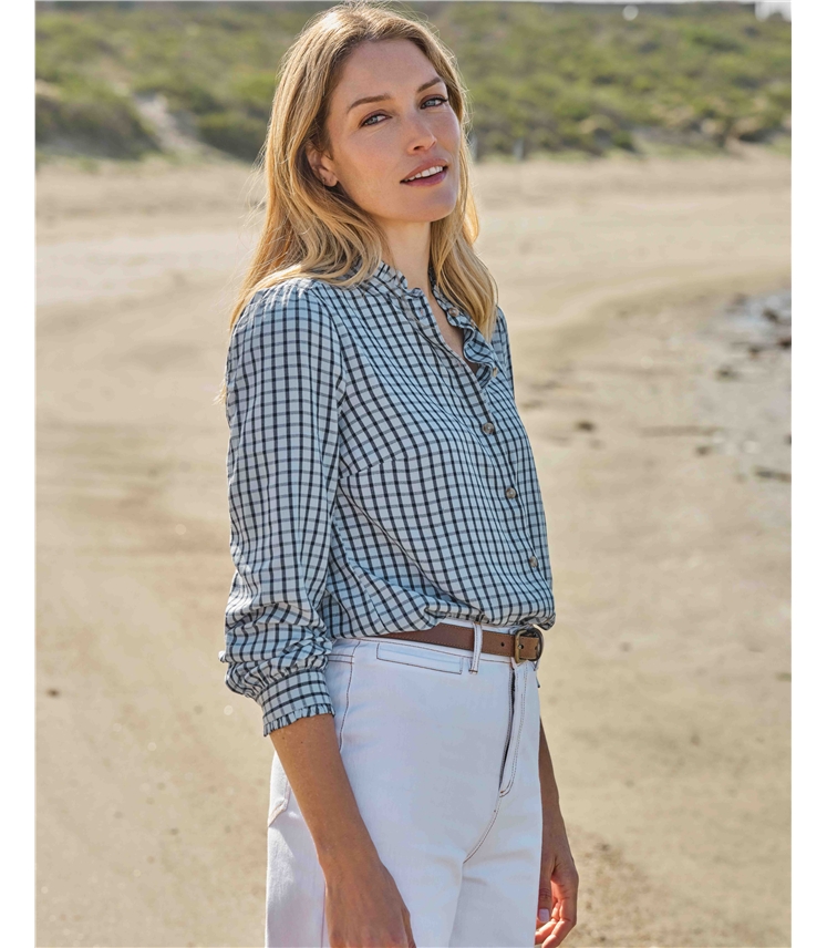 Frill Collar Button Through Blouse