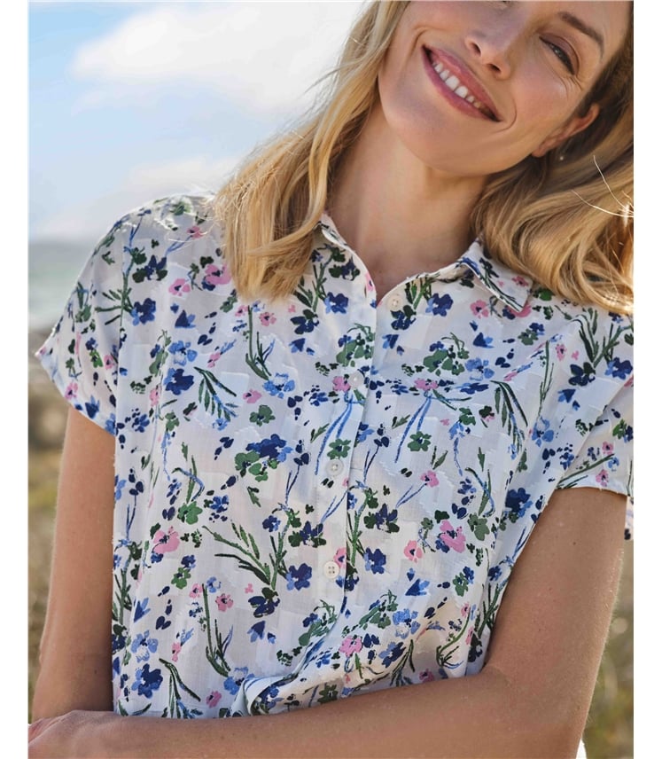 Printed Jacquard Short Sleeve Shirt