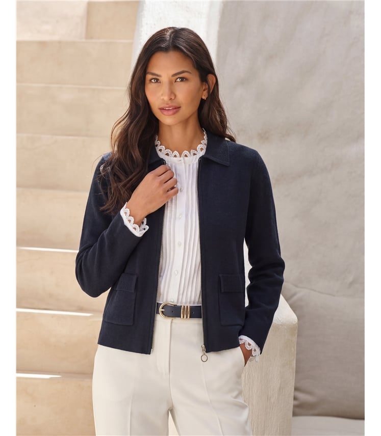 Wool Blend Milano Zip Jacket