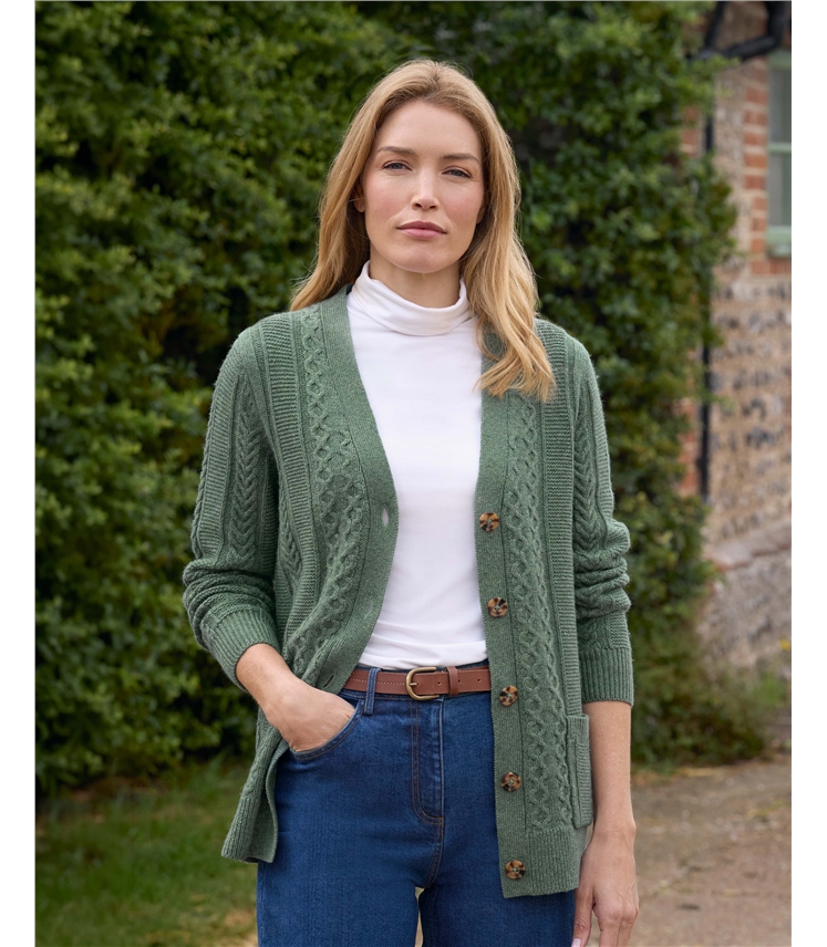 Longline Cable V Cardigan