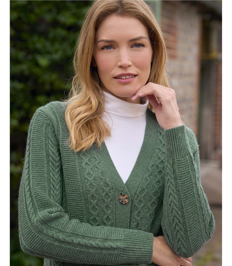 Longline Cable V Cardigan