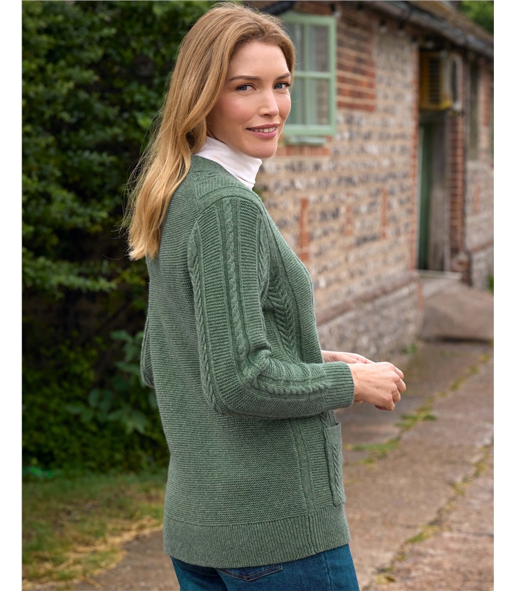 Longline Cable V Cardigan