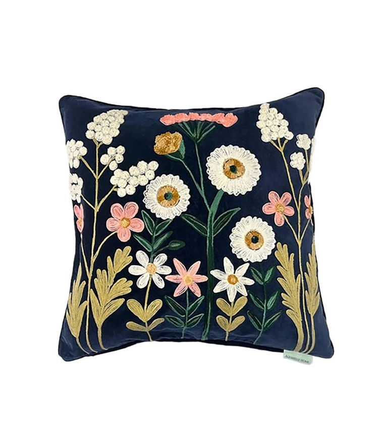 Floral Embroidered Square Cushion