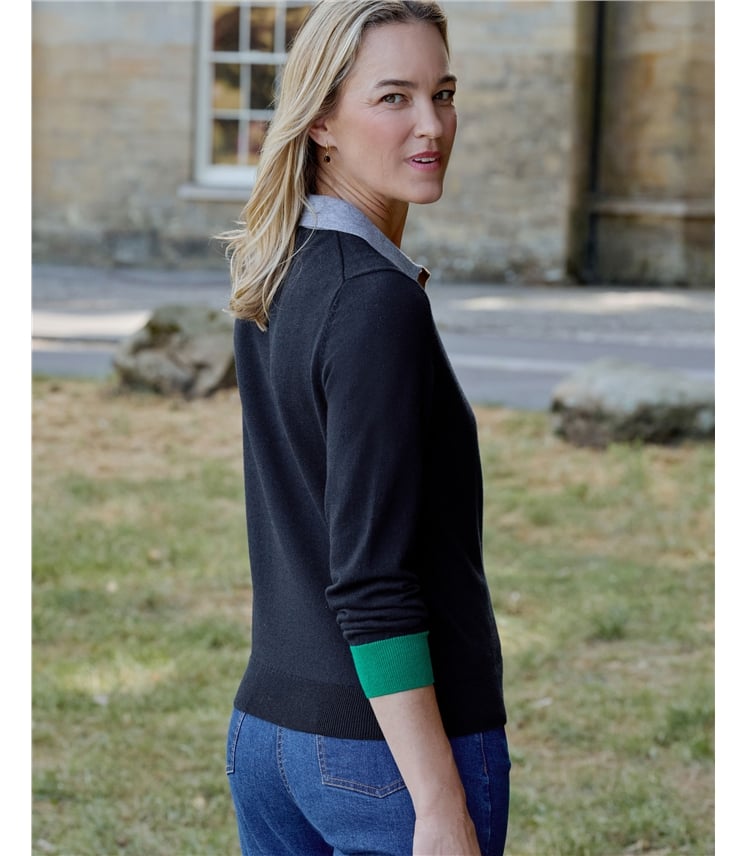 Colour Block Button Polo Jumper
