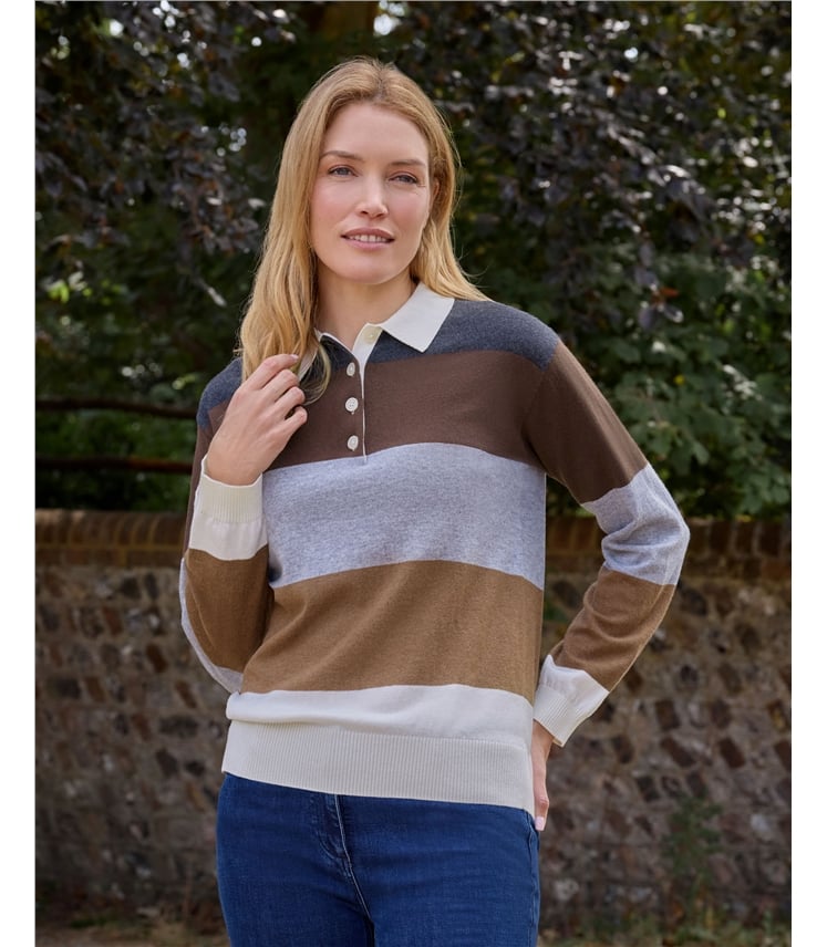 Stripe Polo Neck Jumper