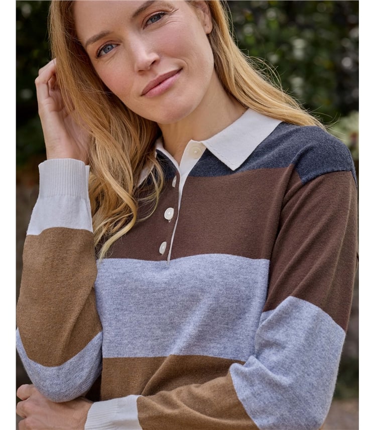 Stripe Polo Neck Jumper
