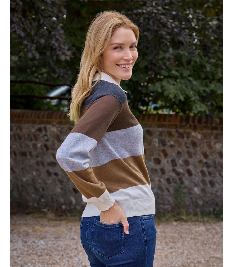 Stripe Polo Neck Jumper