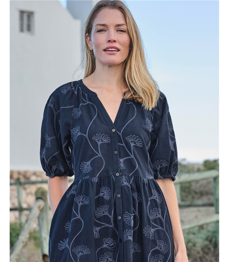 Button Through Cornelli Midi Dress