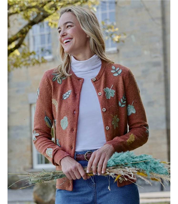 Leaf Embroidered Cardigan
