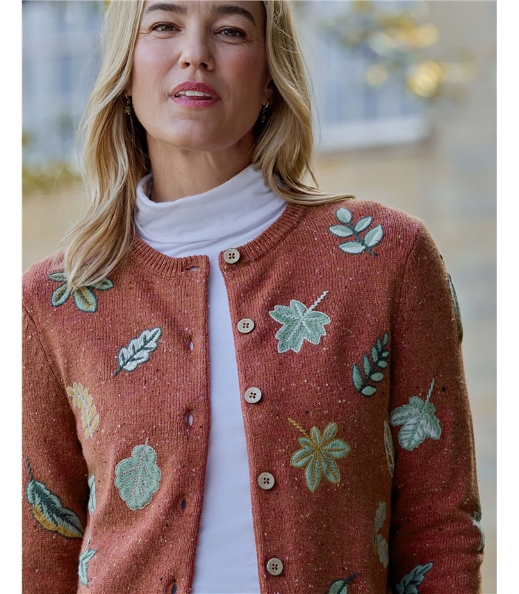 Leaf Embroidered Cardigan