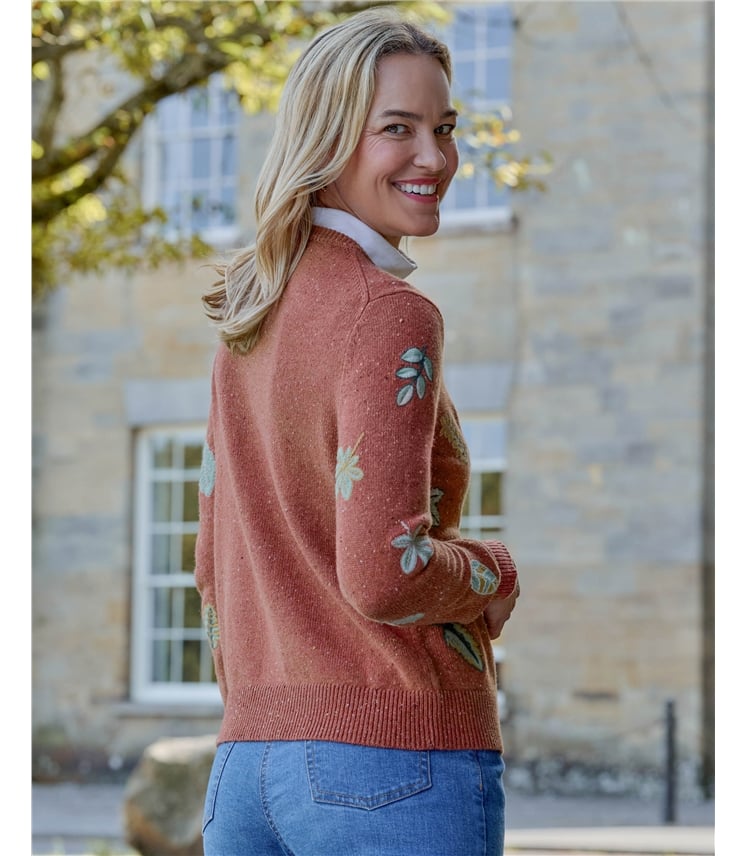 Leaf Embroidered Cardigan