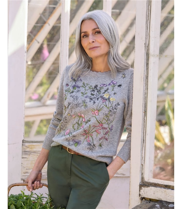 Wild Flower Embroidered Jumper