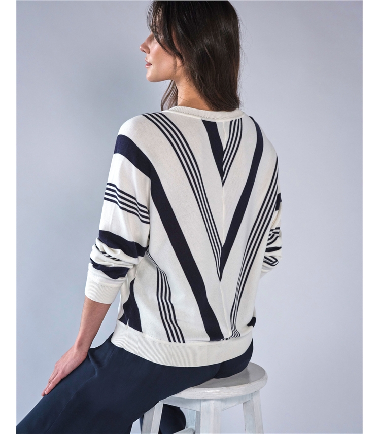 Supima Cotton Stripe Chevron Sweater