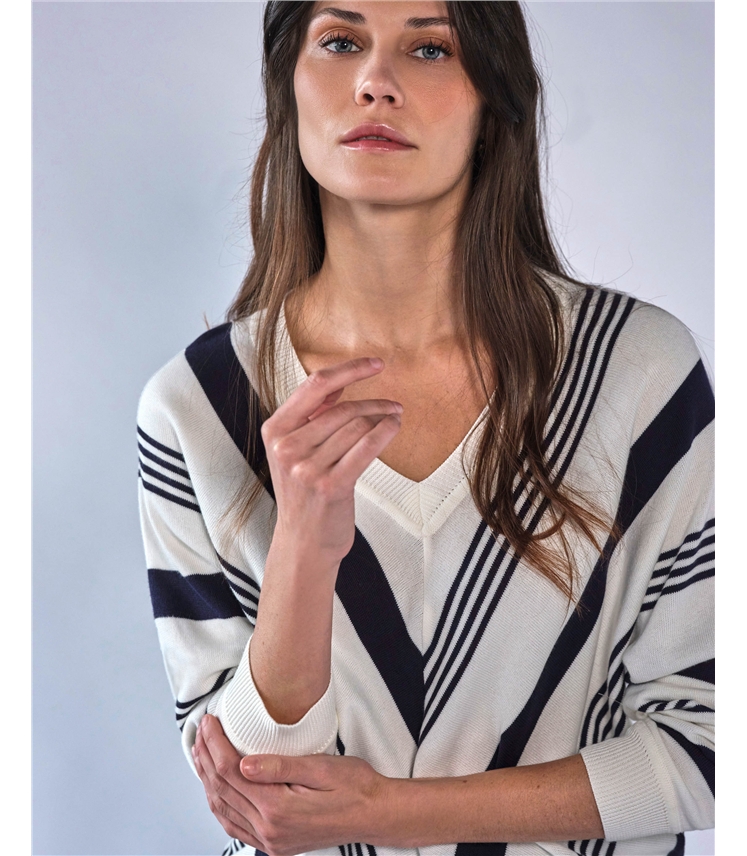 Supima Cotton Stripe Chevron Sweater