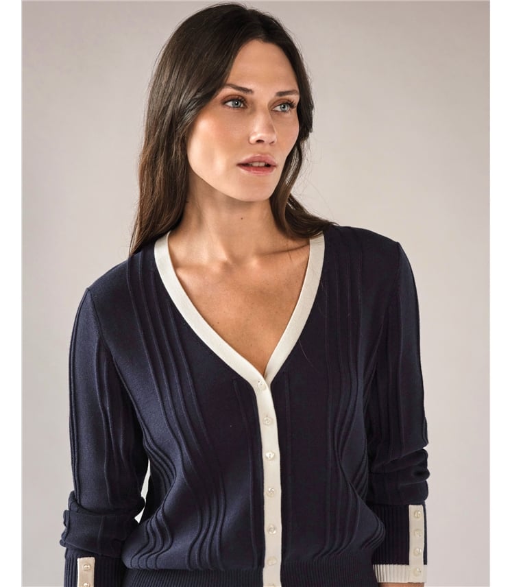 Supima Cotton V Tipped Cardigan