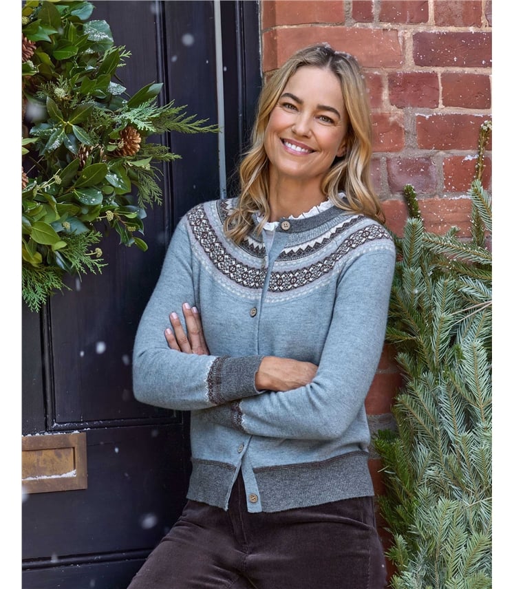 Merino Fairisle Yoke Cardigan