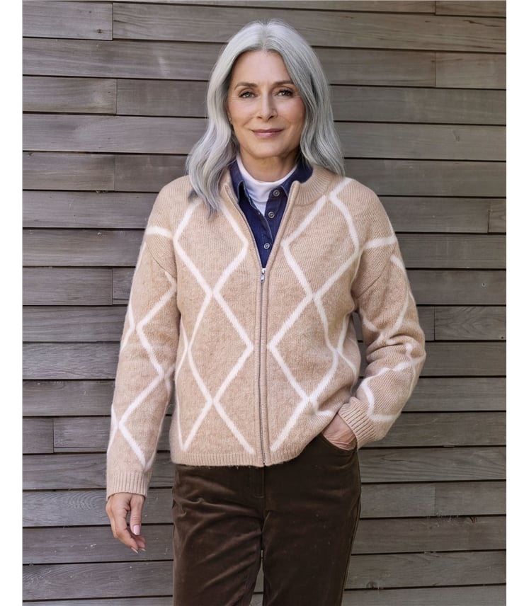 Check Zip Cardigan