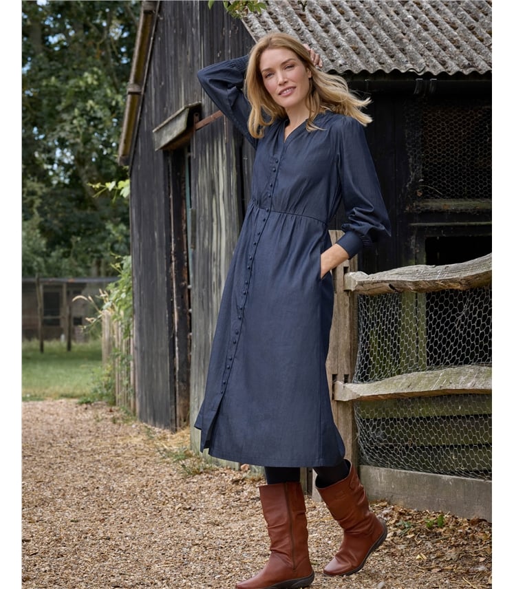 Denim Shirt Dress With Full Sleeve