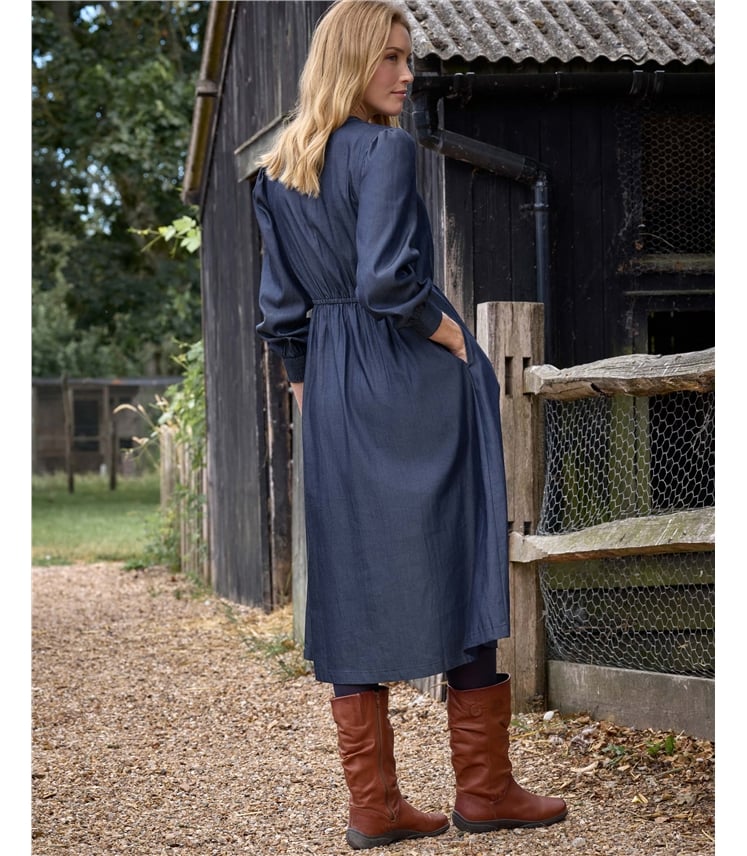 Denim Shirt Dress With Full Sleeve