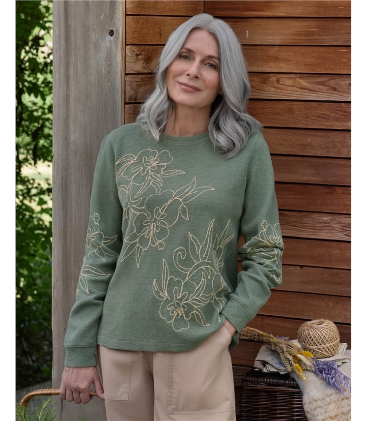 Cornelli Embroidered Textured Sweatshirt