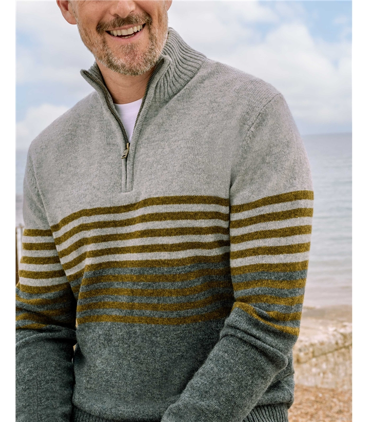 Mens Lambswool Zip Neck Jumper