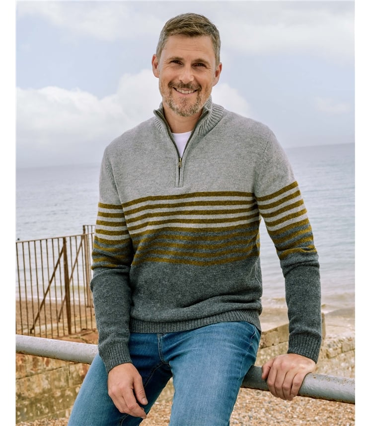 Mens Lambswool Zip Neck Jumper