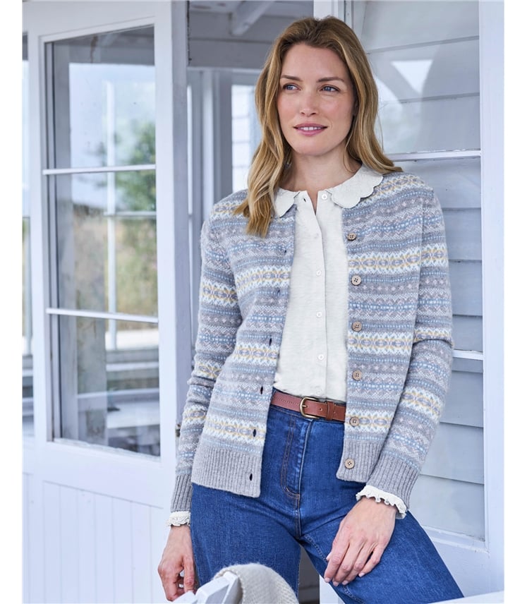 Fairisle Crew Neck Cardi