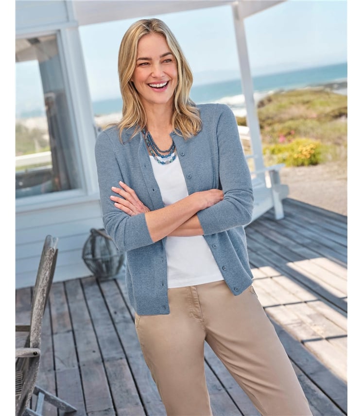 Cashmere Merino Crew Neck Cardigan