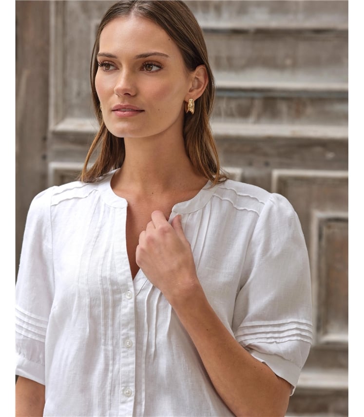 Linen Pintuck Blouse