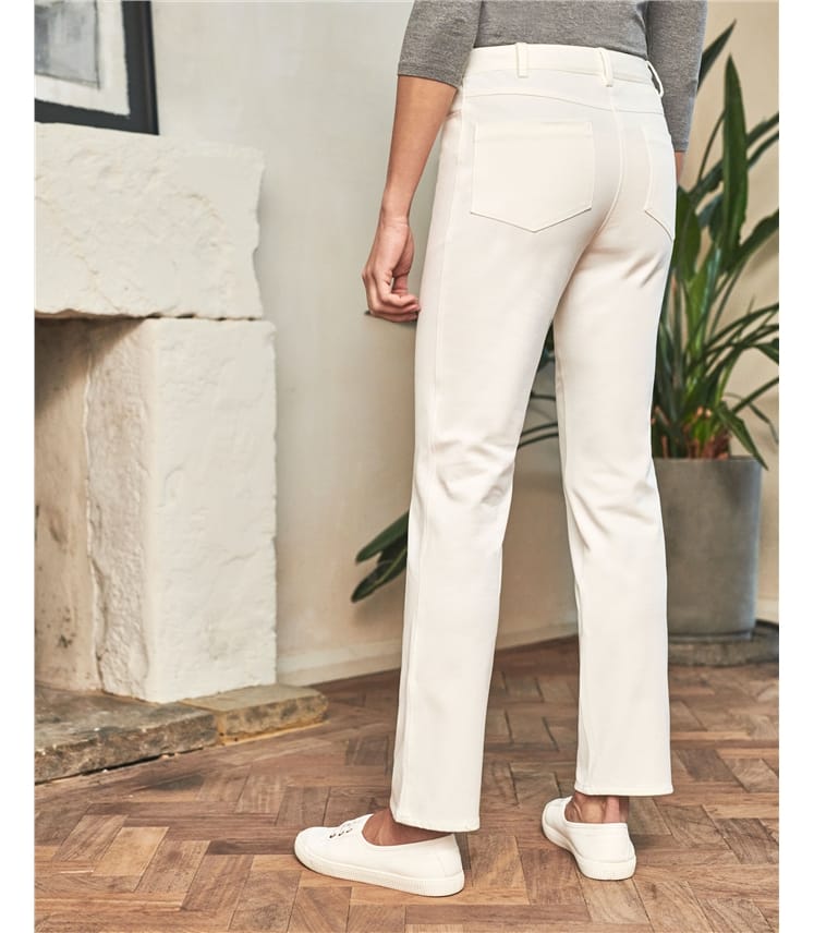 Soft White, Cotton Stretch Straight Leg Jean