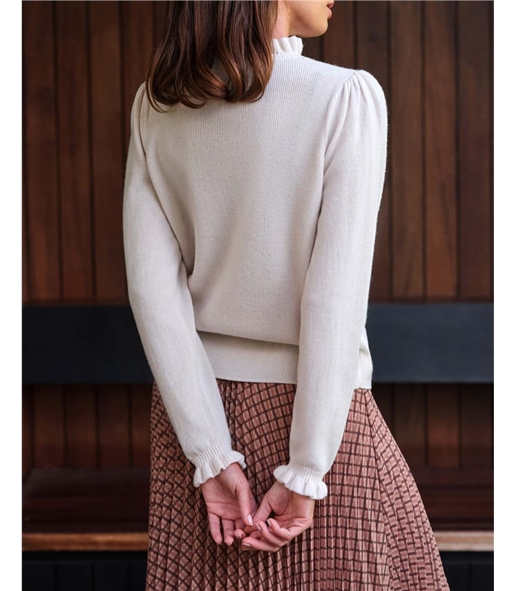 Wool Cashmere Frill Collar Sweater