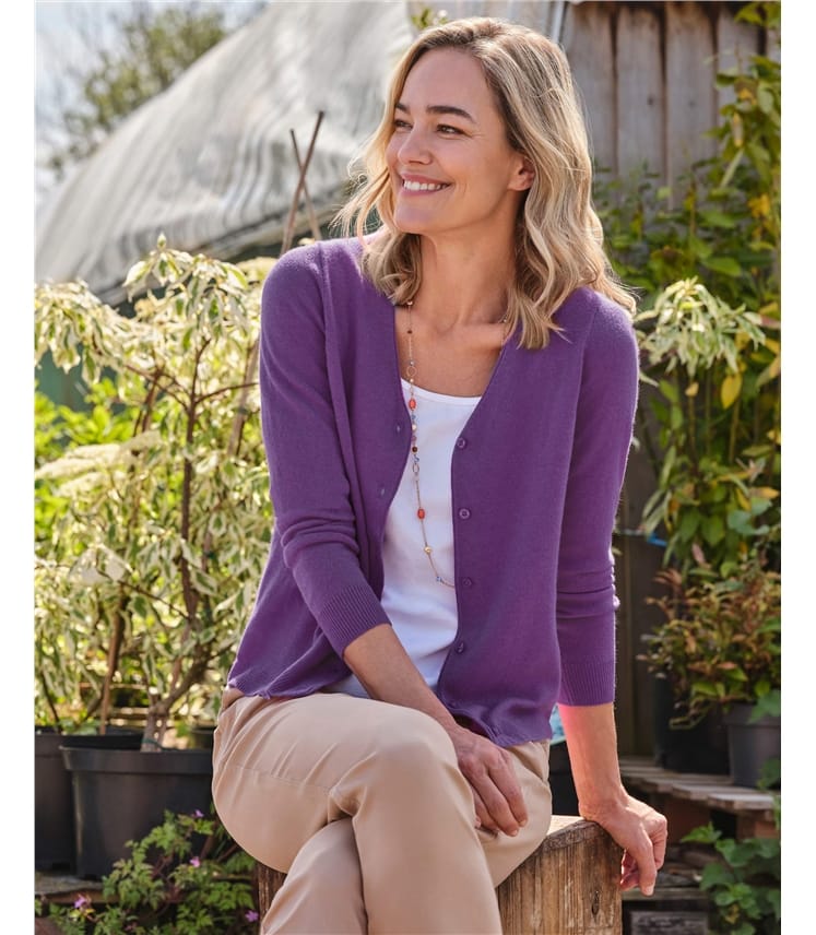 Cashmere Merino Classic V Neck Cardigan