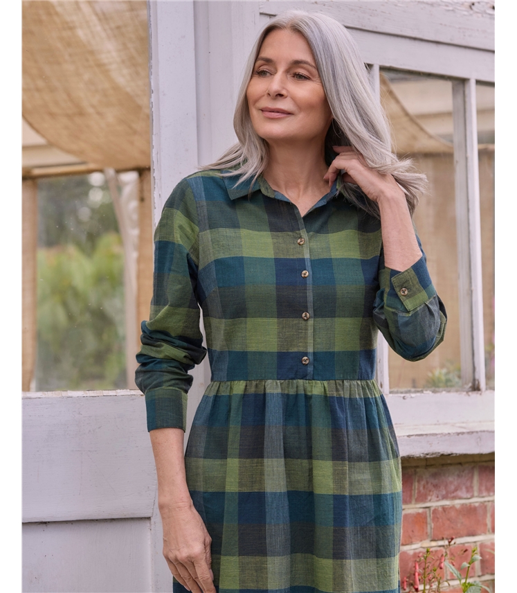 Checked Shirt Long Sleeve Dress