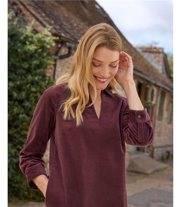Cord Tunic With A Collar