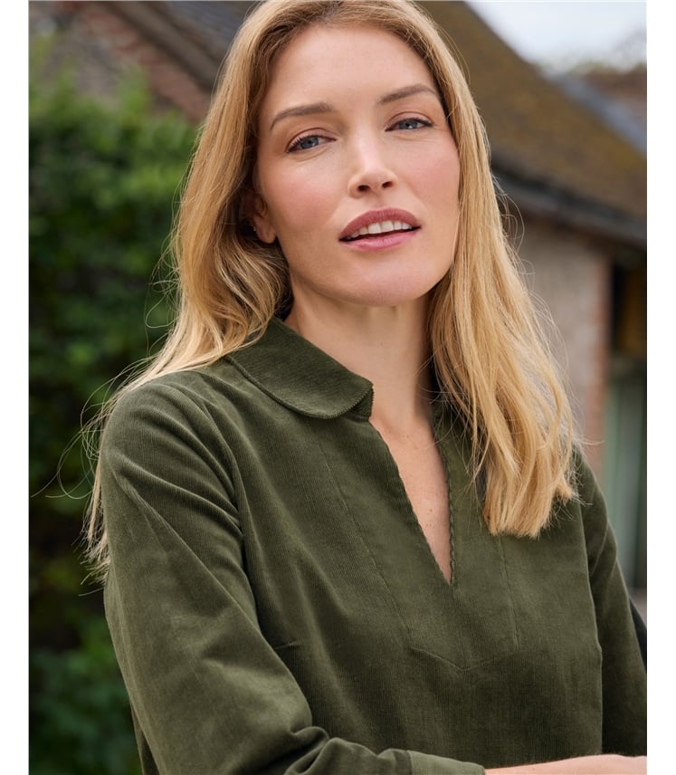 Cord Tunic With A Collar